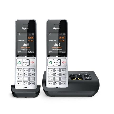 Telefon analogowy/DECT Gigaset COMFORT 500A duo Nazwa i identyfikacja dzwoniącego Czarny, Srebrny