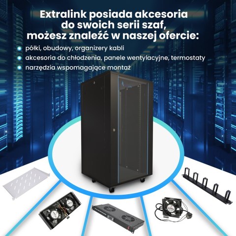 Extralink Szafa rack 27U 800x800 Czarna stojąca