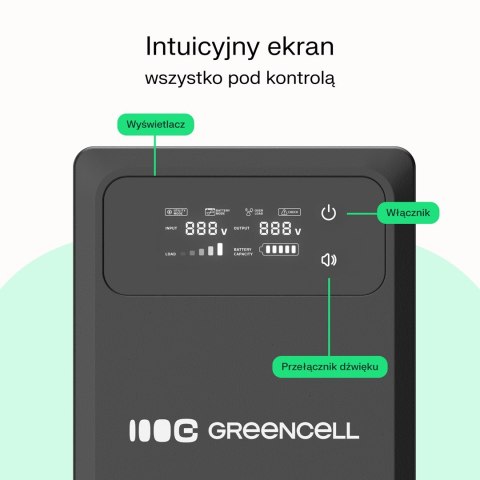 UPS ZASILACZ AWARYJNY Greencell PowerCore 1200VA 800W AVR 12VDC LCD