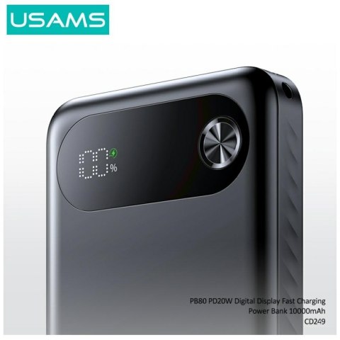 USAMS Powerbank PB80 10000mAh 20W PD 2xUSB-A + USB-C biały