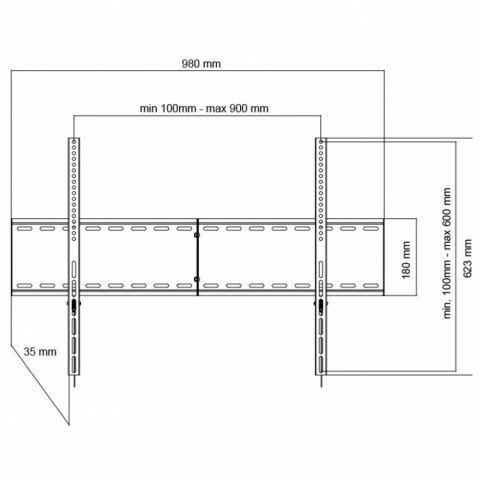 ART Uchwyt do TV LCD/LED/Multimedia 55-100 cali 140KG AR-96XL reg. Solid 35mm max VESA 900x600