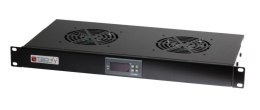 TECHLY Panel chłodzący 2x23W Rack 19 1U wewnętrzny, termostat LED I-CASE FAN-TC2B
