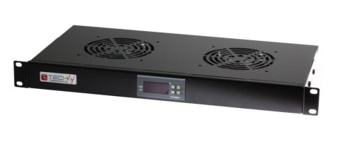 TECHLY Panel chłodzący 2x23W Rack 19 1U wewnętrzny, termostat LED I-CASE FAN-TC2B