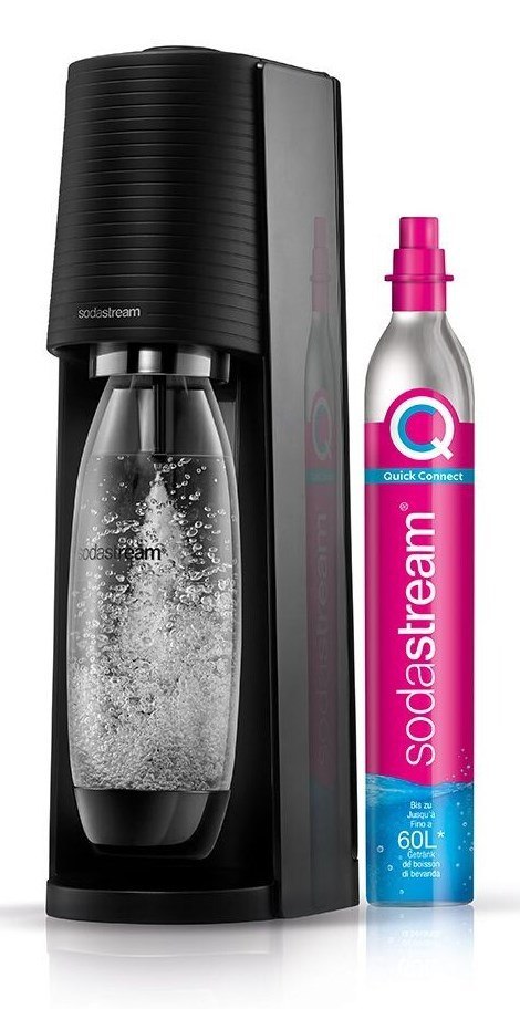 SodaStream saturator Terra Czarny + butelka 1L + cylinder z gazem CO2