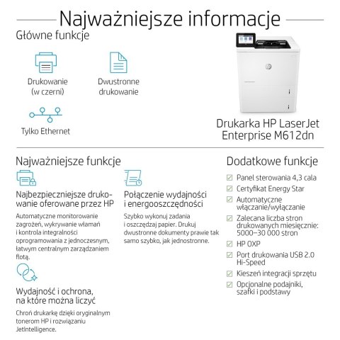 Drukarka laserowa HP LaserJet Enterprise M612dn