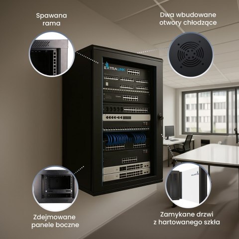 EXTRALINK SZAFA RACK WISZĄCA 12U 600X450 CZARNA
