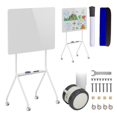 Mobilna tablica suchościeralna Ergo Office, orientacja pozioma, biała, jednostronna, z półką, wymiary tablicy 1190x790mm, ER-306