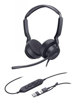 Yealink UH42 Dual UC USB-C/A Zestaw słuchawkowy Przewodowa Opaska na głowę Połączenia/muzyka USB Type-C / USB Type-A Czarny
