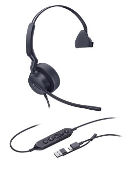 Yealink UH44 Mono Teams USB-C/A Zestaw słuchawkowy Przewodowa Opaska na głowę Biuro/centrum telefoniczne USB Type-C / USB Type-A