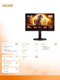 AOC Monitor 23.8 cala 24G4ZR Fast IPS 240Hz HDMIx2 DP Pivot
