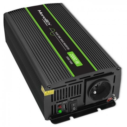 Przetwornica napięcia Qoltec Monolith 51938 1000W 2000W, 24V na 230V, Czysty Sinus
