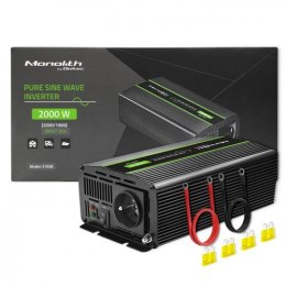 Przetwornica napięcia Qoltec Monolith 51938 1000W 2000W, 24V na 230V, Czysty Sinus