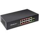 Qoltec Przełącznik sieciowy SWITCH FAST Ethernet PoE 8x RJ45 PoE 2x RJ45 Uplink 1x SFP | 120W | 1000 Mb/s