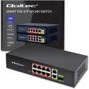 Qoltec Przełącznik sieciowy SWITCH FAST Ethernet PoE 8x RJ45 PoE 2x RJ45 Uplink 1x SFP | 120W | 1000 Mb/s