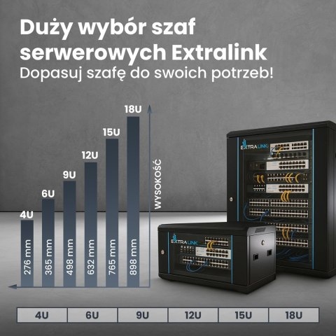 Szafa rack Extralink 6U 600x450 Czarna montowana na ścianie