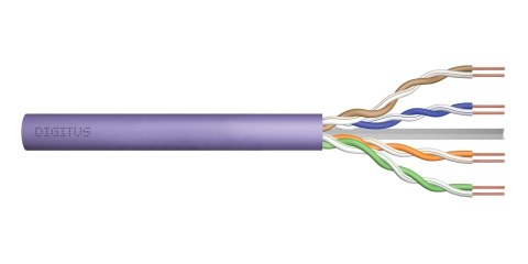 Kabel teleinformatyczny instalacyjny DIGITUS kat.6, U/UTP, B2ca, drut, AWG 23/1, LSOH, 500m, fioletowy, szpula