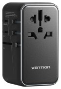 Uniwersalny adapter podróżny z ładowarką Vention 100W GaN 1x USB-A 3x USB-C czarny