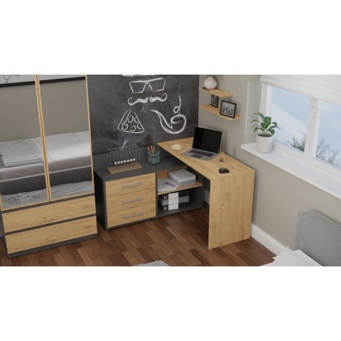 BIURKO NAROŻNE DANY ANTRACYT ARTISAN KOMPLET