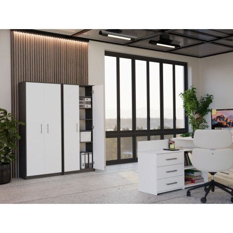 REGAŁ ZAMKNIETY OLIV 2D ANTRACYT/BIEL KOMPLET