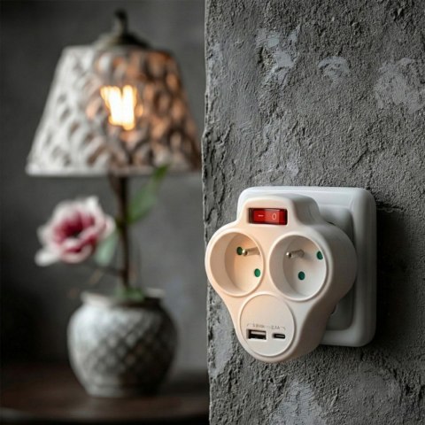 Maclean Gniazdko prądowe x2 USB MCE336 typ E