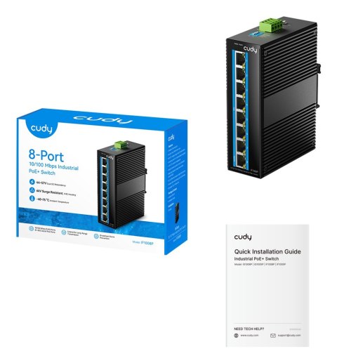 Przełącznik sieciowy/switch Cudy IF1008P (10/100) Czarny