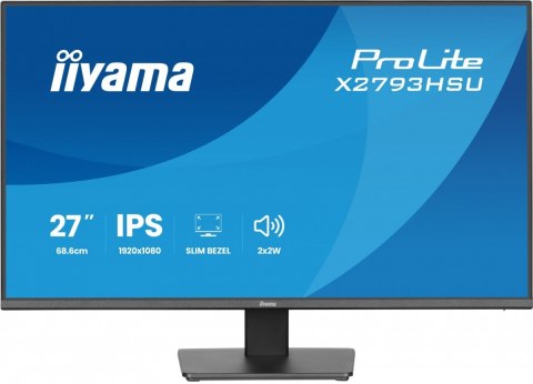 IIYAMA Monitor 27 cali X2793HSU-B1 IPS.HDMI.DP.120Hz,2xUSB, 1500:1,350cd, cienka ramka z 4 stron