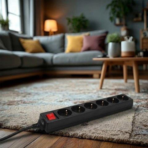 Maclean Listwa zasilająca 5m 6 gniazd z wyłącznikiem MCE195G