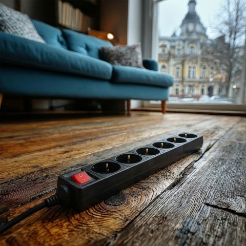 Maclean Listwa zasilająca 5m 6 gniazd z wyłącznikiem MCE195G