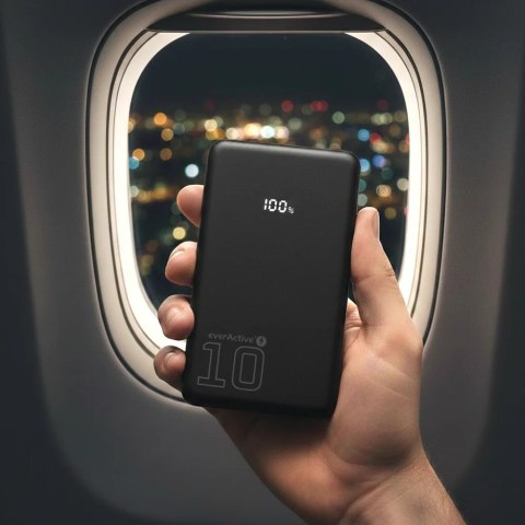 EverActive Powerbank 10 000 mAh 2X USB-C 1X USB 20W QC4.0 wyświetlacz LCD