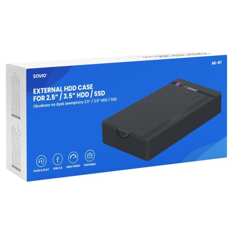 Savio Obudowa na dysk zewnętrzny AK-87 SSD SATA / HDD 3.5"