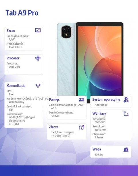 ULEFONE Tablet Tab A9 Pro 4G 8 cali 4/128GB niebieski