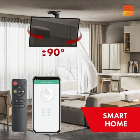 Uchwyt elektryczny do TV Maclean, sufitowy, obsługa Tuya, max. VESA 800x400, reg. w poz. +90°~-90°, dla TV 43-86", max. 45kg, MC