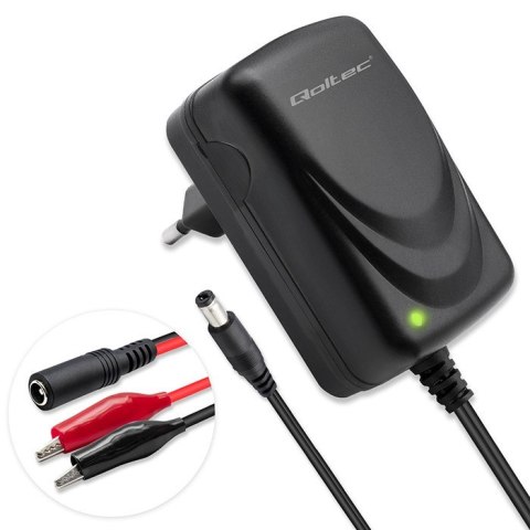 Qoltec Ładowarka do akumulatora AGM GEL STD | Prostownik 6V/12V | 6W | 5.5x2.1 | kabel 1.8m