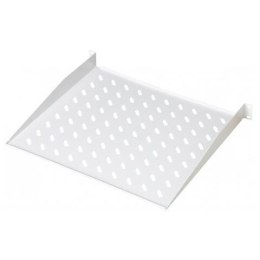 Półka 1U 400mm Rack 19, 2 pkt mocowania, perforowana, szara