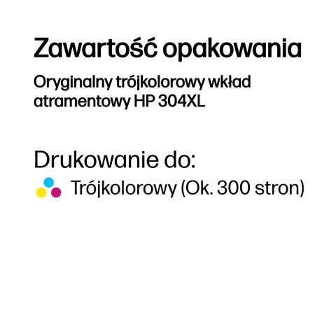 HP Oryginalny trójkolorowy wkład atramentowy 304XL