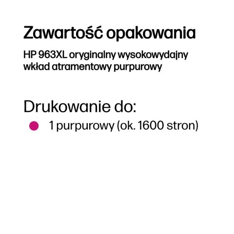 HP 963XL oryginalny wysokowydajny wkład atramentowy purpurowy
