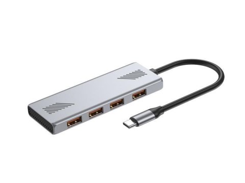 HUB USB-C 4 portowy (4 x USB-A) Gembird srebrny