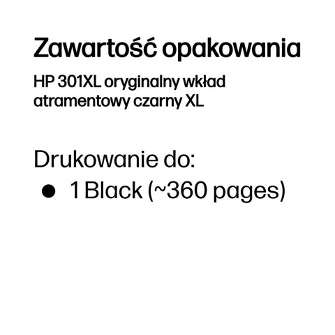 Tusz HP czarny HP 301XL, HP301XL=CH563EE, 480 str.,8 ml
