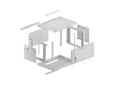 SZAFA INSTALACYJNA RACK WISZĄCA 19" 9U 600X600 SZARA DRZWI PERFOROWANE LANBERG (FLAT PACK)