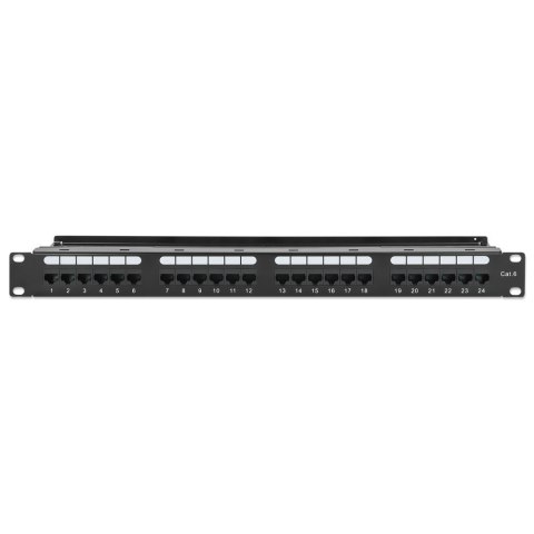 INTELLINET Patch Panel 24x RJ45 Cat6 UTP ze wspornikiem do kabli 721035