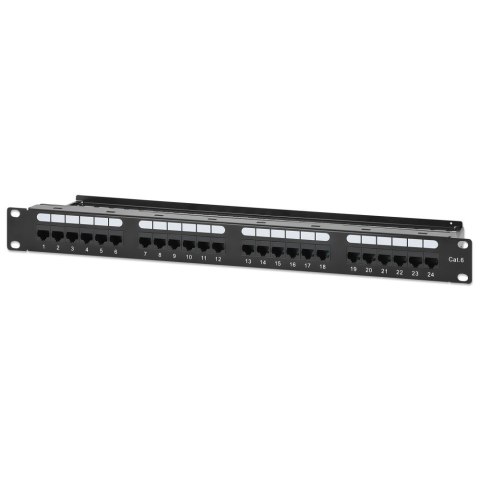 INTELLINET Patch Panel 24x RJ45 Cat6 UTP ze wspornikiem do kabli 721035