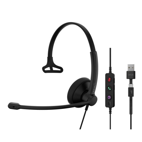 Słuchawki nauszne przewodowe EPOS IMPACT 100 MS Mono USB-C + USB-A