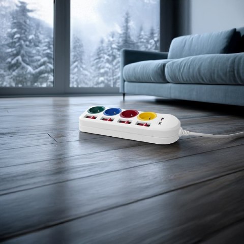 MACLEAN LISTWA ZASILAJĄCA 4 GNIAZDA 2XUSB MCE229W