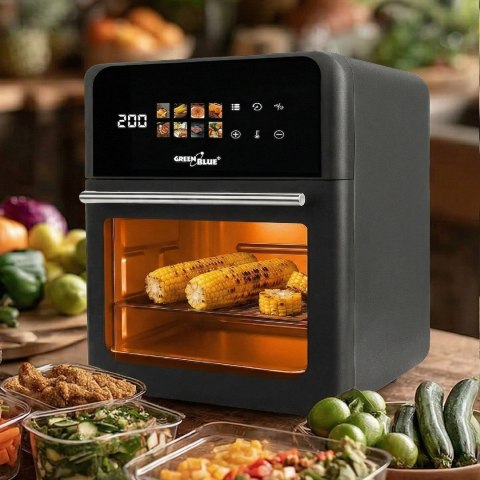 GREENBLUE FRYTKOWNICA BEZTŁUSZCZOWA AIR FRYER, MOCNA 1800W, POJEMNOŚĆ 10L, 8 PROGRAMÓW, AKCESORIA, TIMER GB950