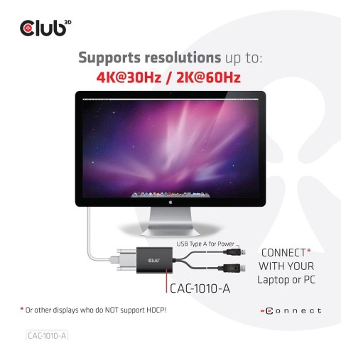 CLUB3D CAC-1010-A adapter kablowy 0,6 m DisplayPort DVI-D + USB Czarny