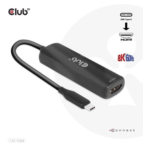 CLUB3D CAC-1588 adapter kablowy 0,17 m USB Type-C HDMI Czarny