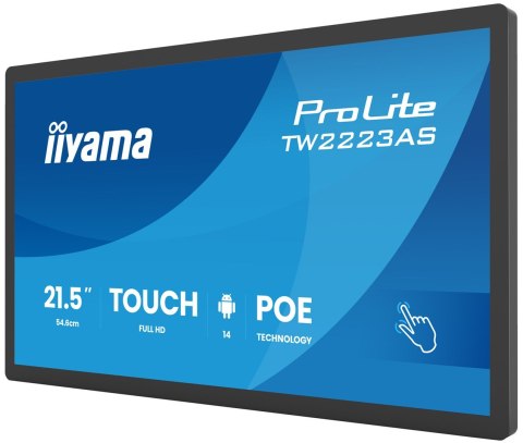 Iiyama TW2223AS-B3P signage display Interaktywny płaski panel 54,6 cm (21.5") Wi-Fi 450 cd/m2 Full HD Czarny Ekran dotykowy Proc