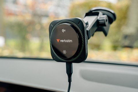 Verbatim Charge 'n' Drive Qi2 RGB Smartfon Czarny USB Bezprzewodowe ładowanie Szybkie ładowanie Automatyczna