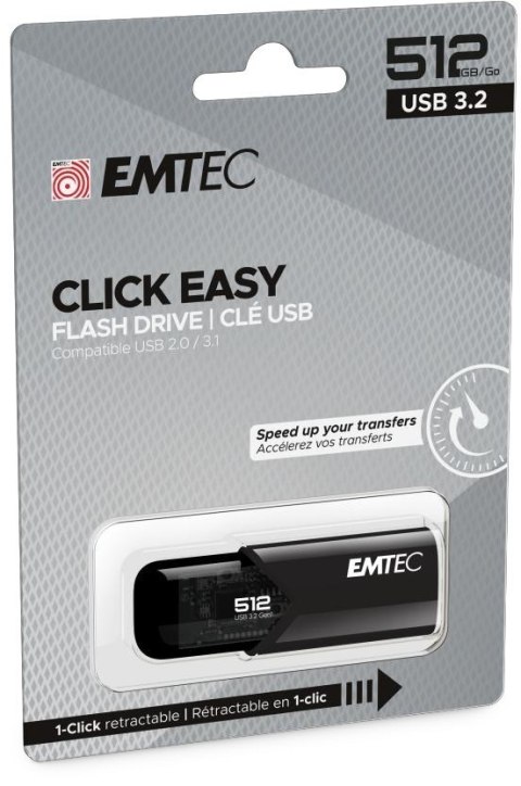 Emtec B110 Click Easy 3.2 pamięć USB 512 GB USB Typu-A 3.2 Gen 2 (3.1 Gen 2) Czarny