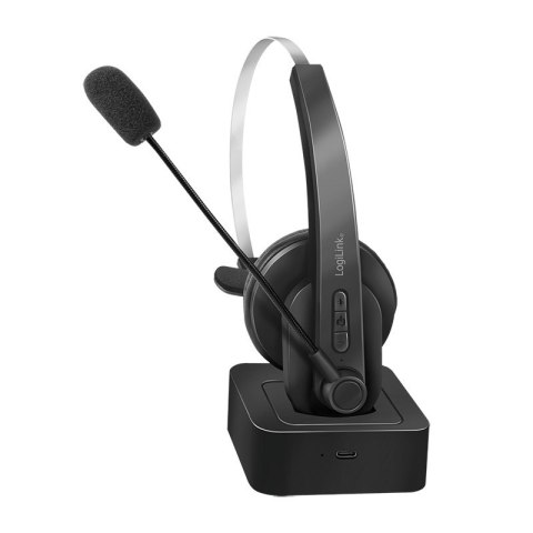 LogiLink BT0059 słuchawki/zestaw słuchawkowy Bezprzewodowy Opaska na głowę Biuro/centrum telefoniczne Bluetooth Podstawka do ład